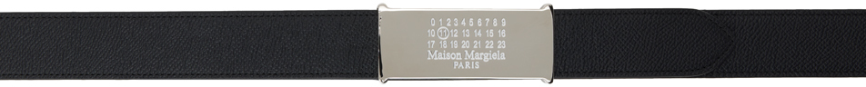 Maison Margiela Leather Logo-plaque Belt In Black