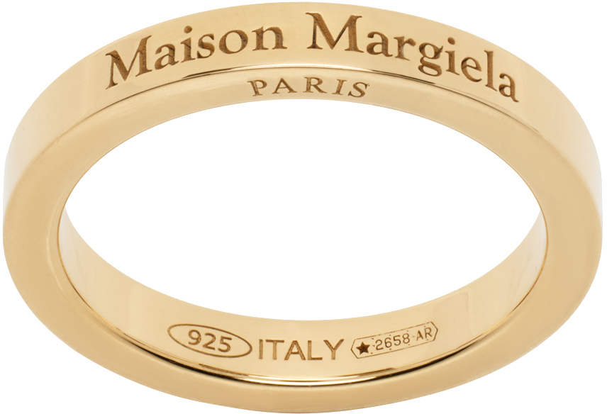 Maison Margiela Gold Engraved Ring In 950 Yellow Gold Plat