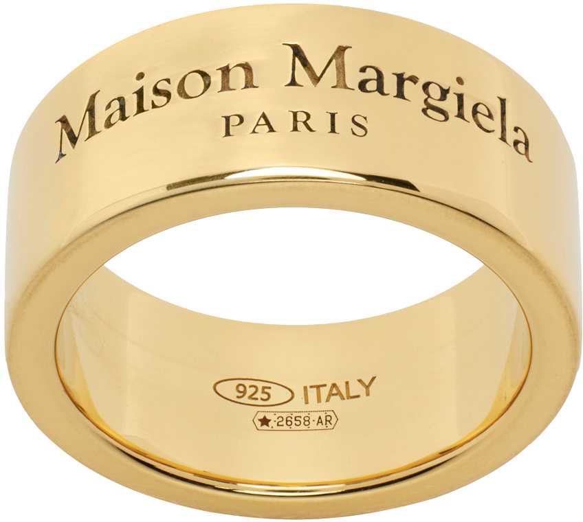 Maison Margiela Gold Engraved Band Ring In 950 Yellow Gold Bura
