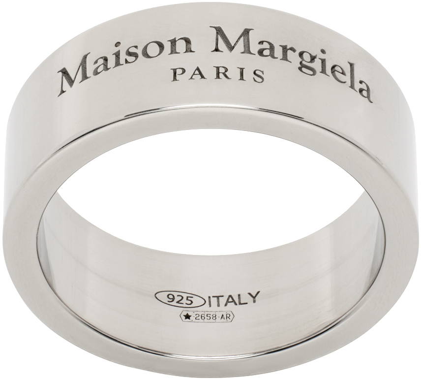 Shop Maison Margiela Silver Band Ring In 951 Palladio Buratta