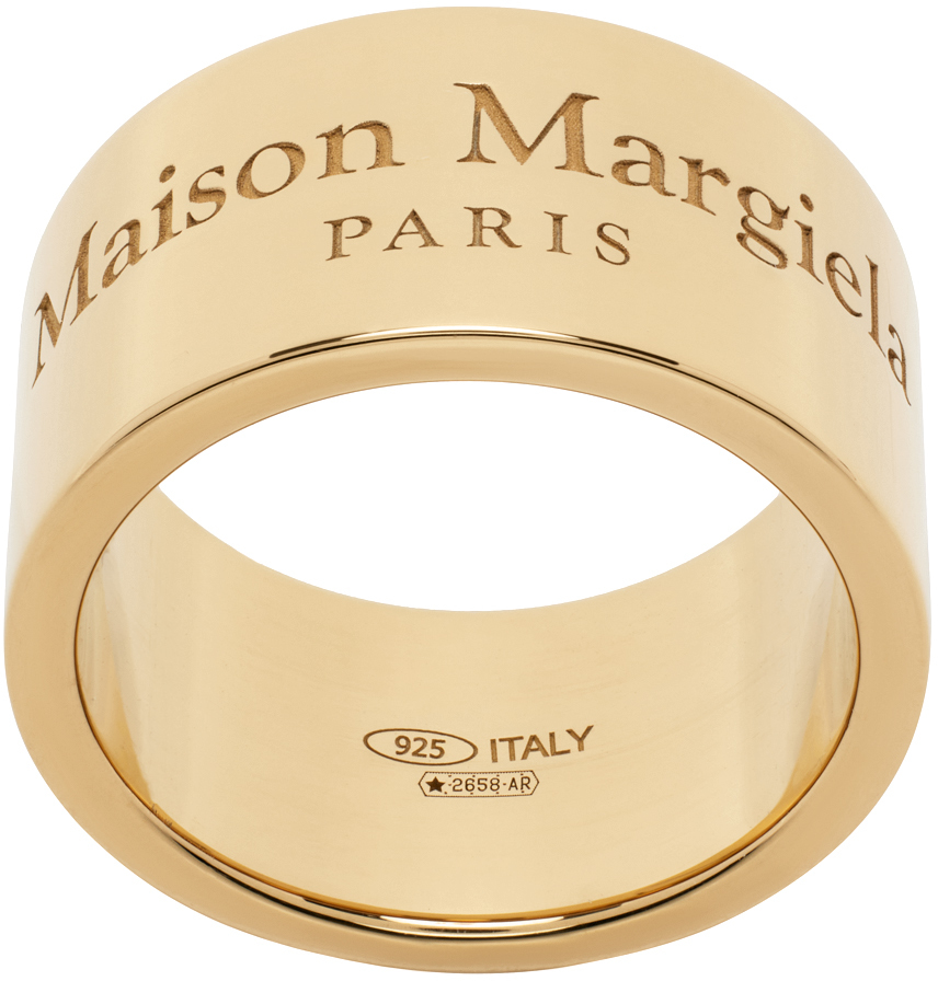 Maison Margiela Gold Thick Band Ring In 950 Yellow Gold Bura