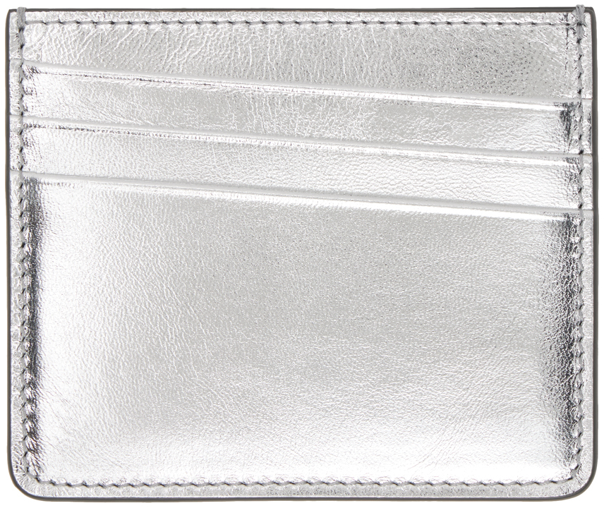 Maison Margiela Silver Leather Card Holder In T9002 Silver