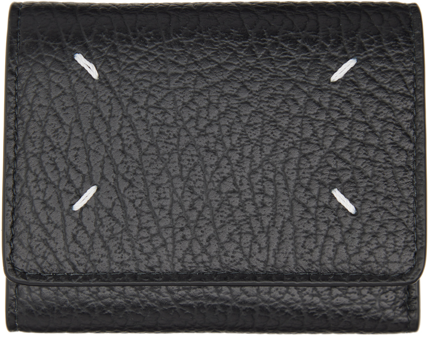 Black Four Stitches Trifold Wallet