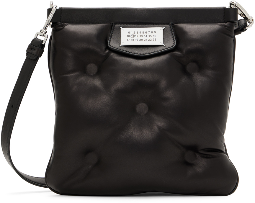 Shop Maison Margiela Black Glam Slam Flat Messenger Bag In T8013 Black