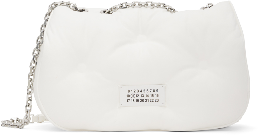 White Medium Glam Slam Flap Bag by Maison Margiela on Sale