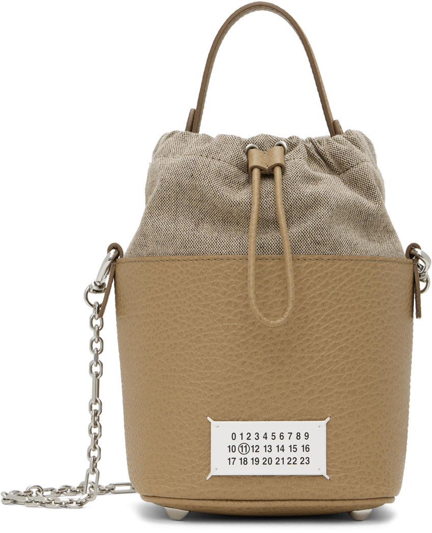 Maison Margiela: Beige Small 5AC Bucket Bag | SSENSE