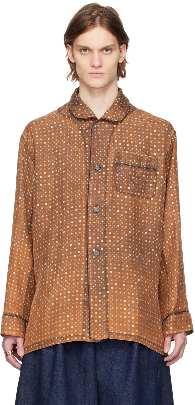 Maison Margiela Orange Tie Print Shirt In Brown