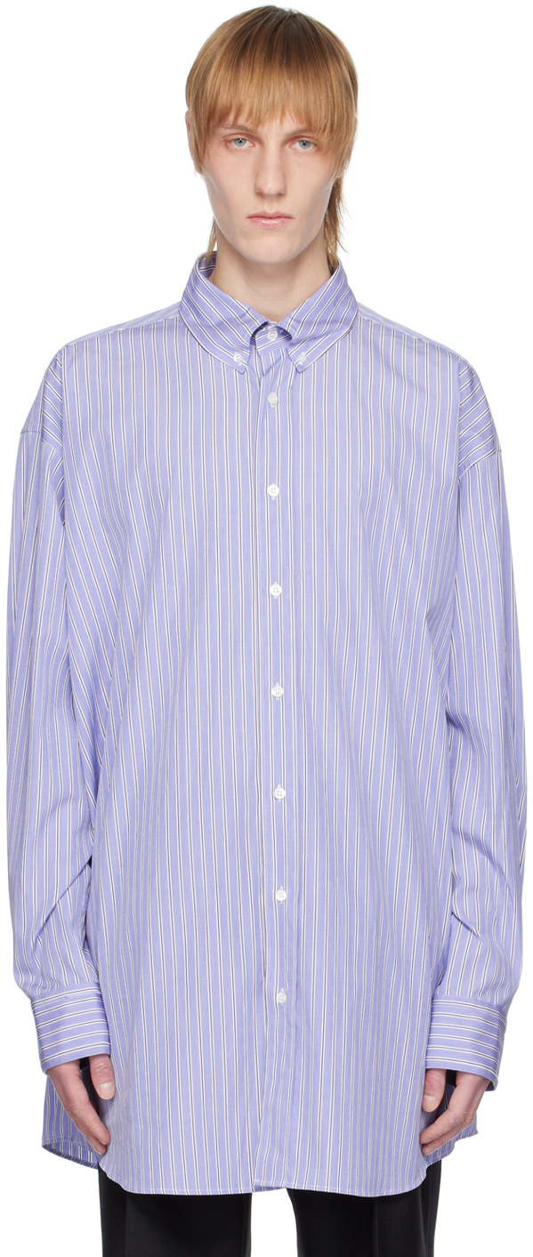 Maison Margiela: Blue Striped Shirt | SSENSE UK