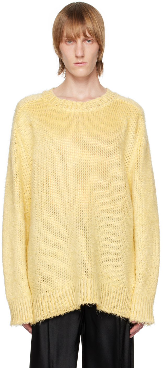 Maison Margiela Yellow Brushed Jumper In 169 Pale Yellow