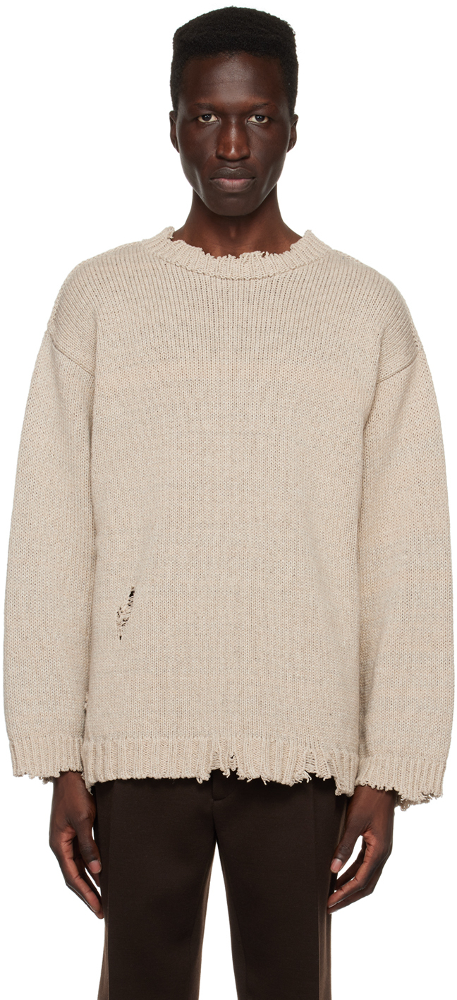 Maison Margiela Beige Distressed Sweater In 112f Rope