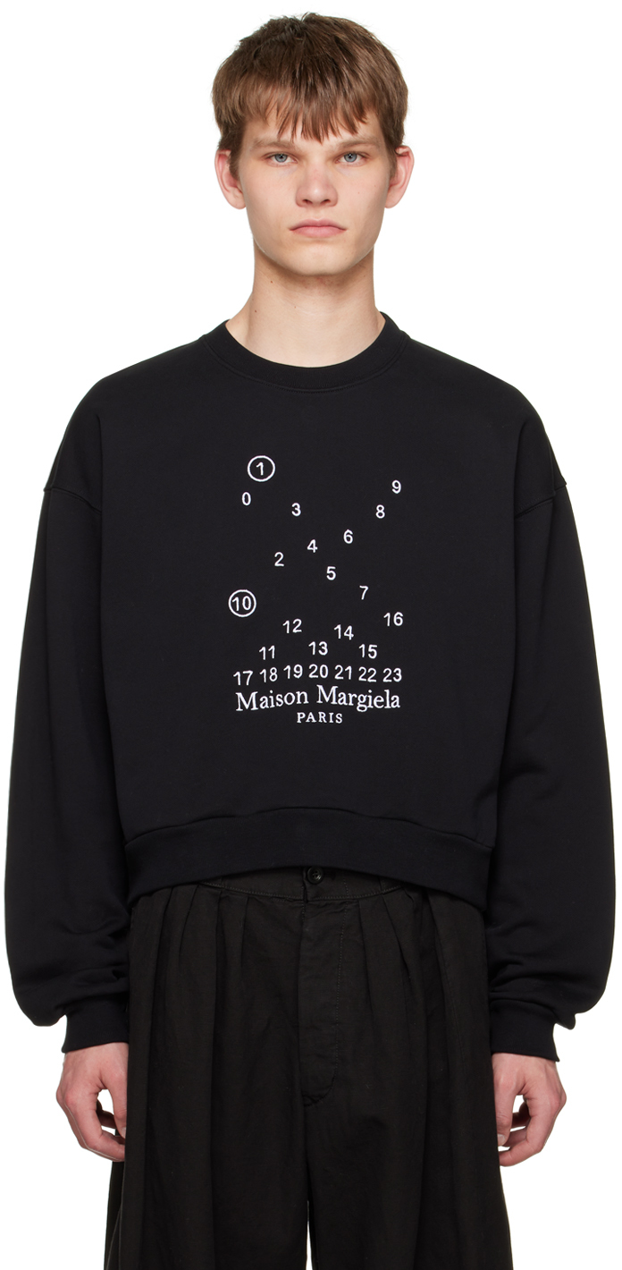 Shop Maison Margiela Black Embroidered Sweatshirt In 900 Black