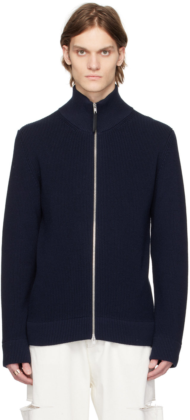 Maison Margiela: Navy Zip Sweater | SSENSE