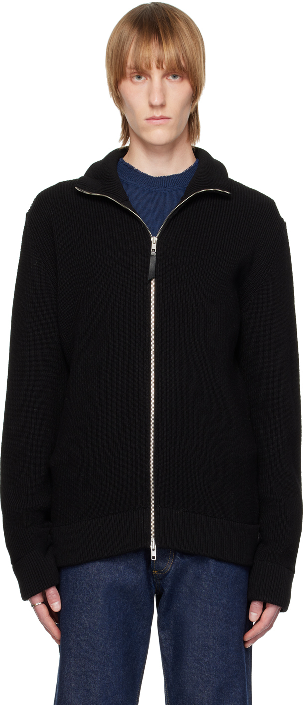 Maison Margiela Martin Margiela Black Ribbed-knit Zip-front