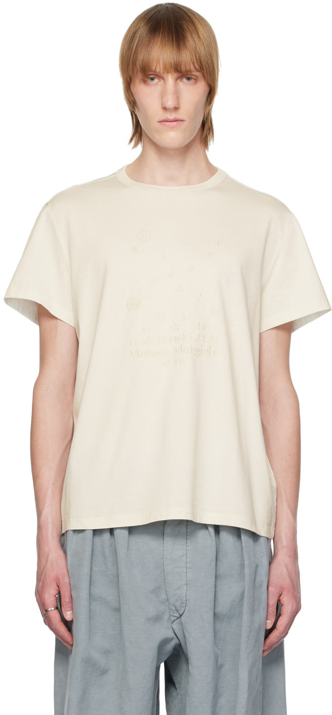 Maison Margiela Off-white Numeric T-shirt In 729 Chalk