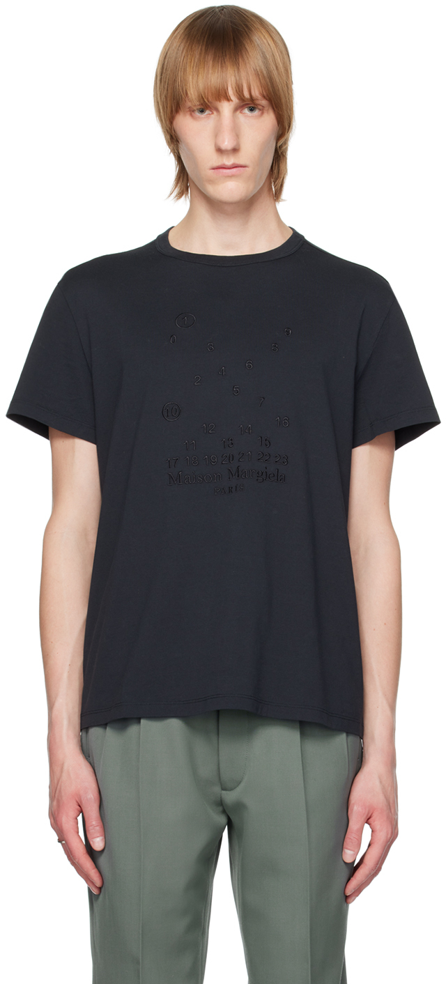 Shop Maison Margiela Black Numeric T-shirt In 855 Charcoal