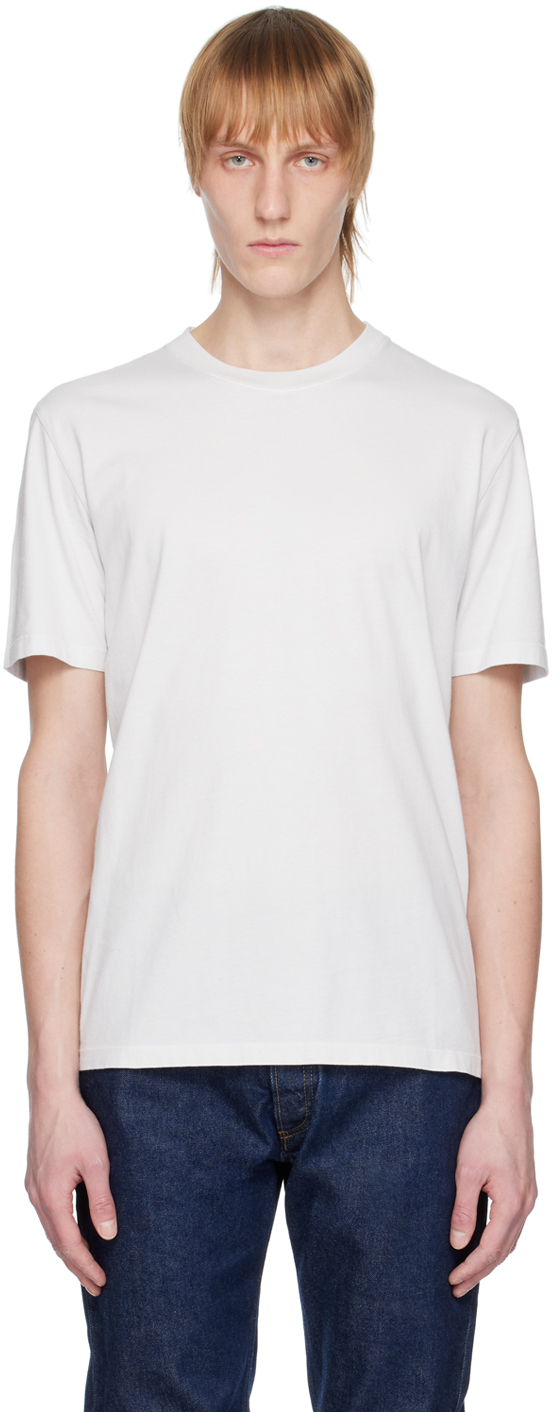 Shop Maison Margiela White Crewneck T-shirt In 586 Sky