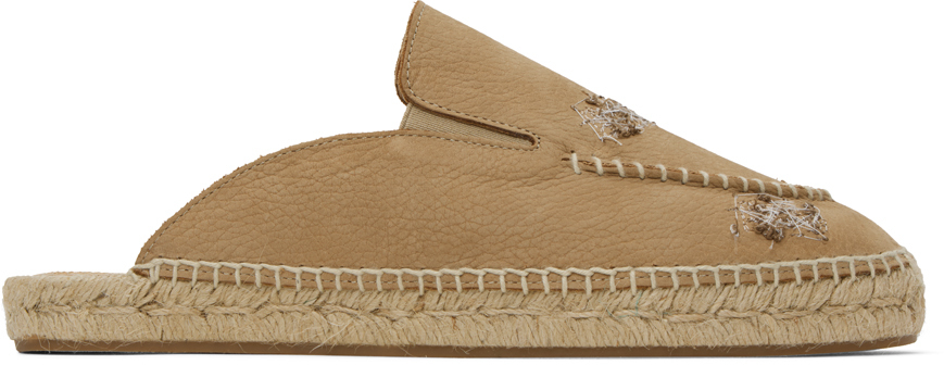 Maison Margiela Tan Embroidered Espadrilles In T2172 Chocolate
