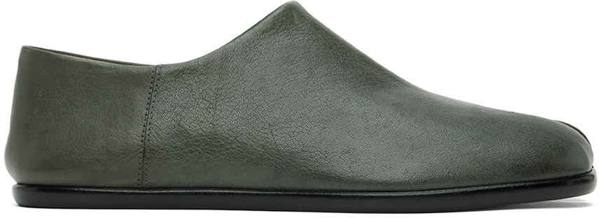 Maison Margiela 10mm Tabi Slip-on Leather Loafers In Dark Gull Gray