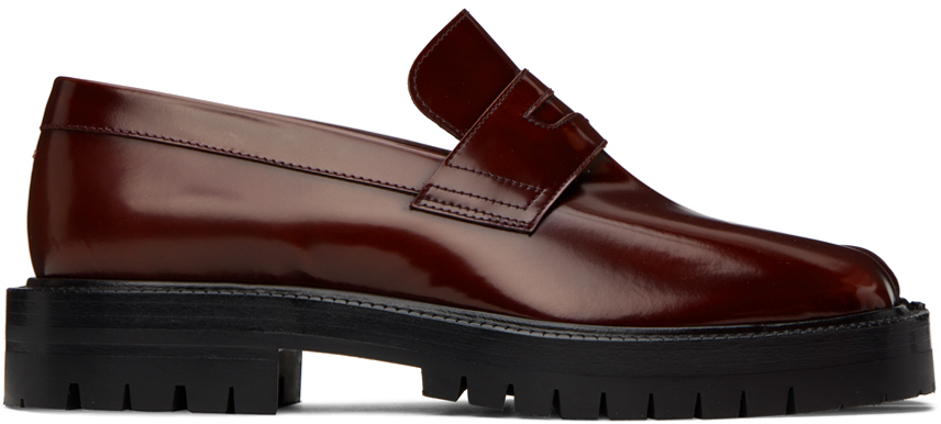 Maison Margiela Burgundy Tabi Loafers In Red