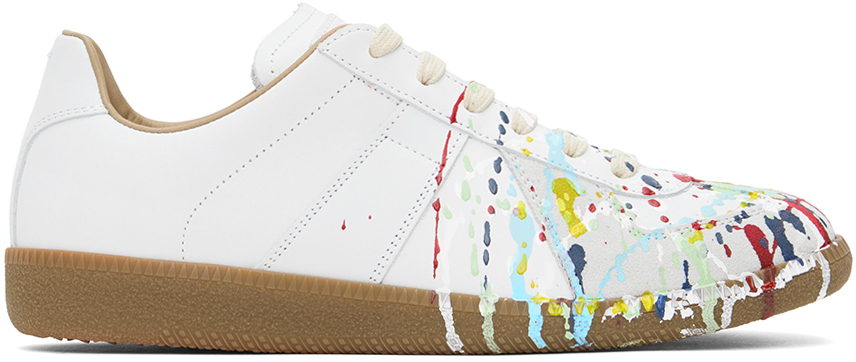 Maison Margiela White Replica Sneakers In 961 Off White/paint.