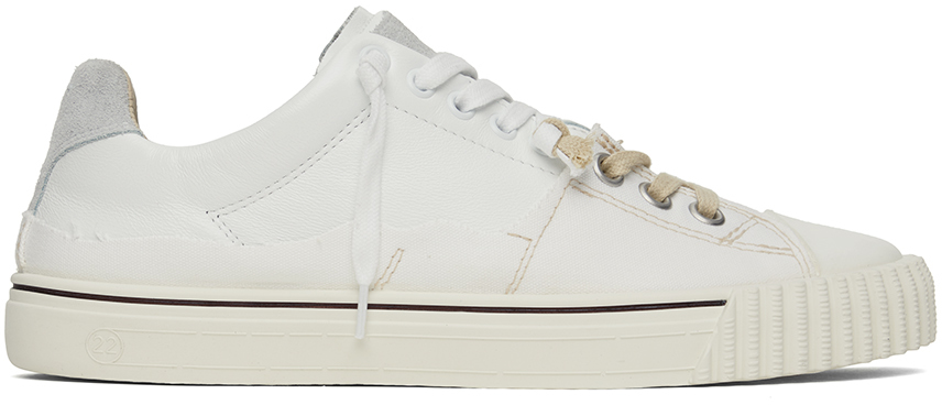 Shop Maison Margiela White New Evolution Sneakers In H8548 White/off Whit