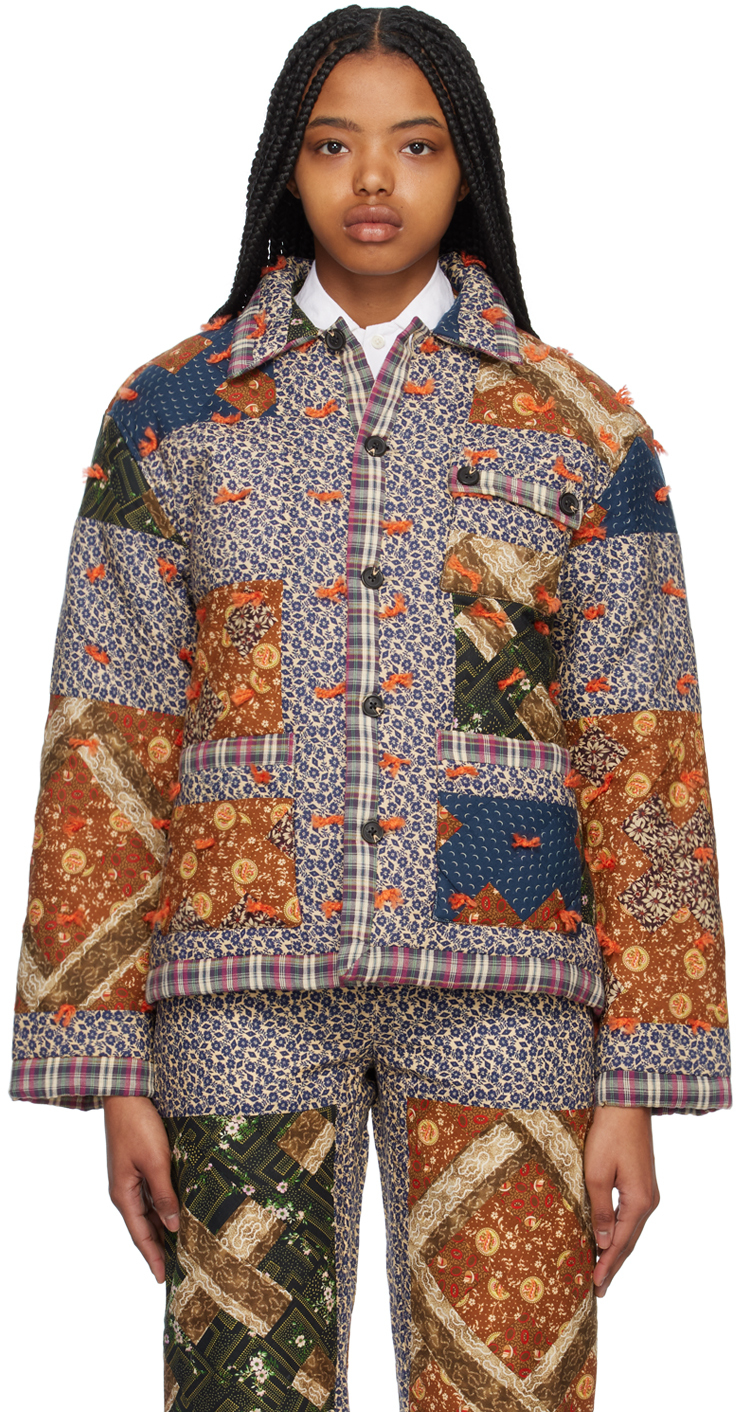 Shop Bode Multicolor Criss Cross Quilt Jacket