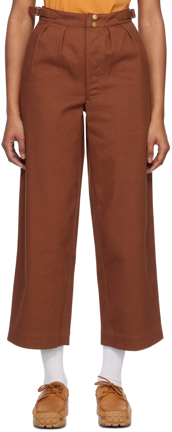 Bode Brown Snap Trousers In Cinnamon