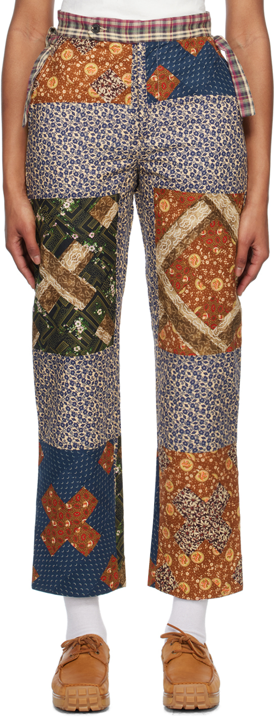 Bode Multicolor Criss Cross Quilt Trousers