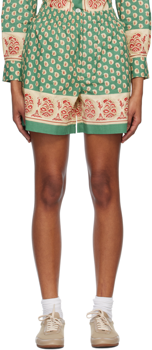 Bode: Green Paisley Frame Shorts | SSENSE Canada