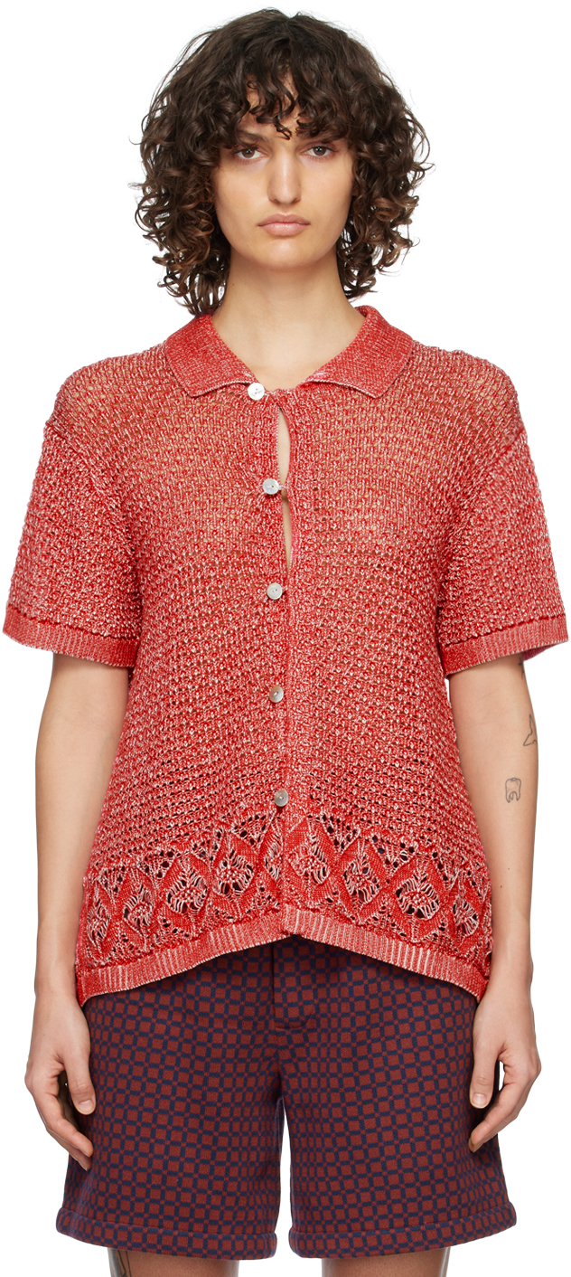 Bode Red Duotone Shirt In Red Cream