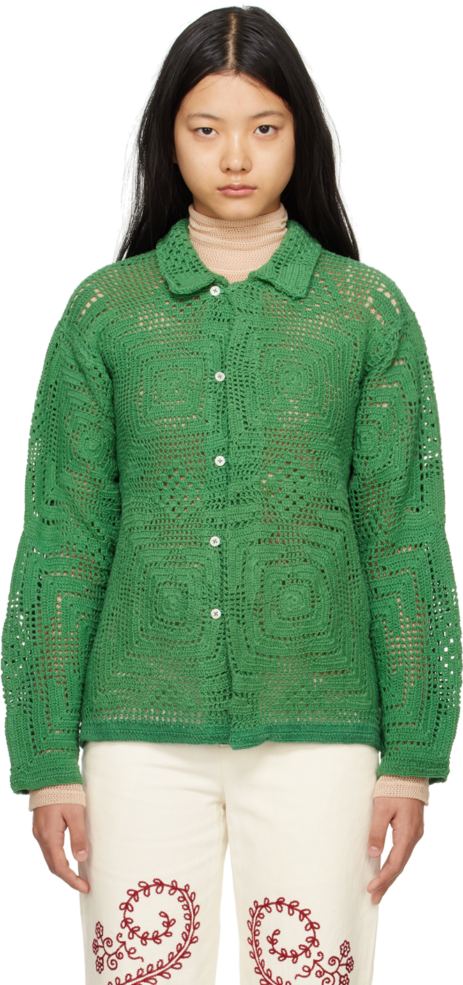 Bode Green Tablecloth Shirt