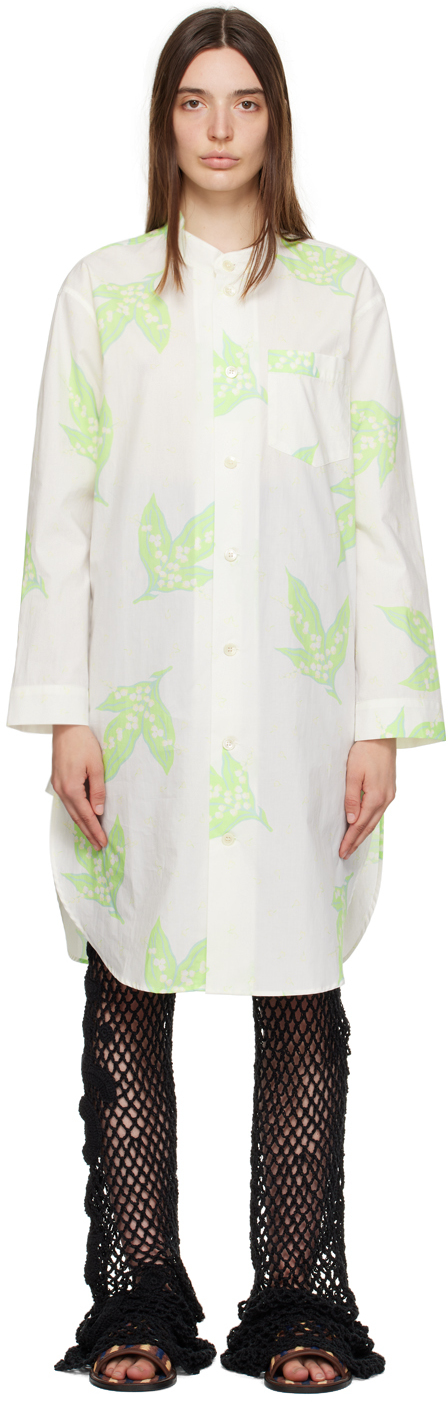 Bode White 'lily Of The Valley' Shirt In White Green
