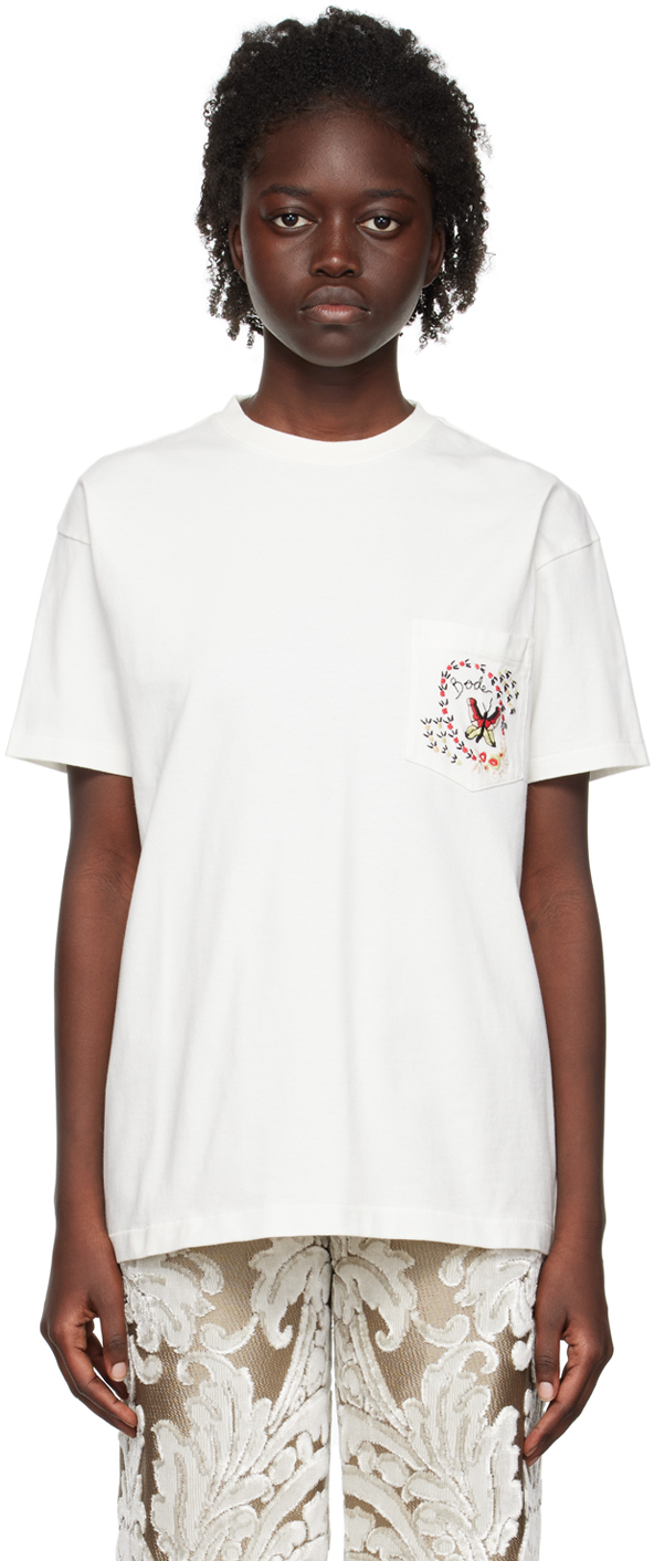 White Leafwing T-Shirt by Bode on Sale