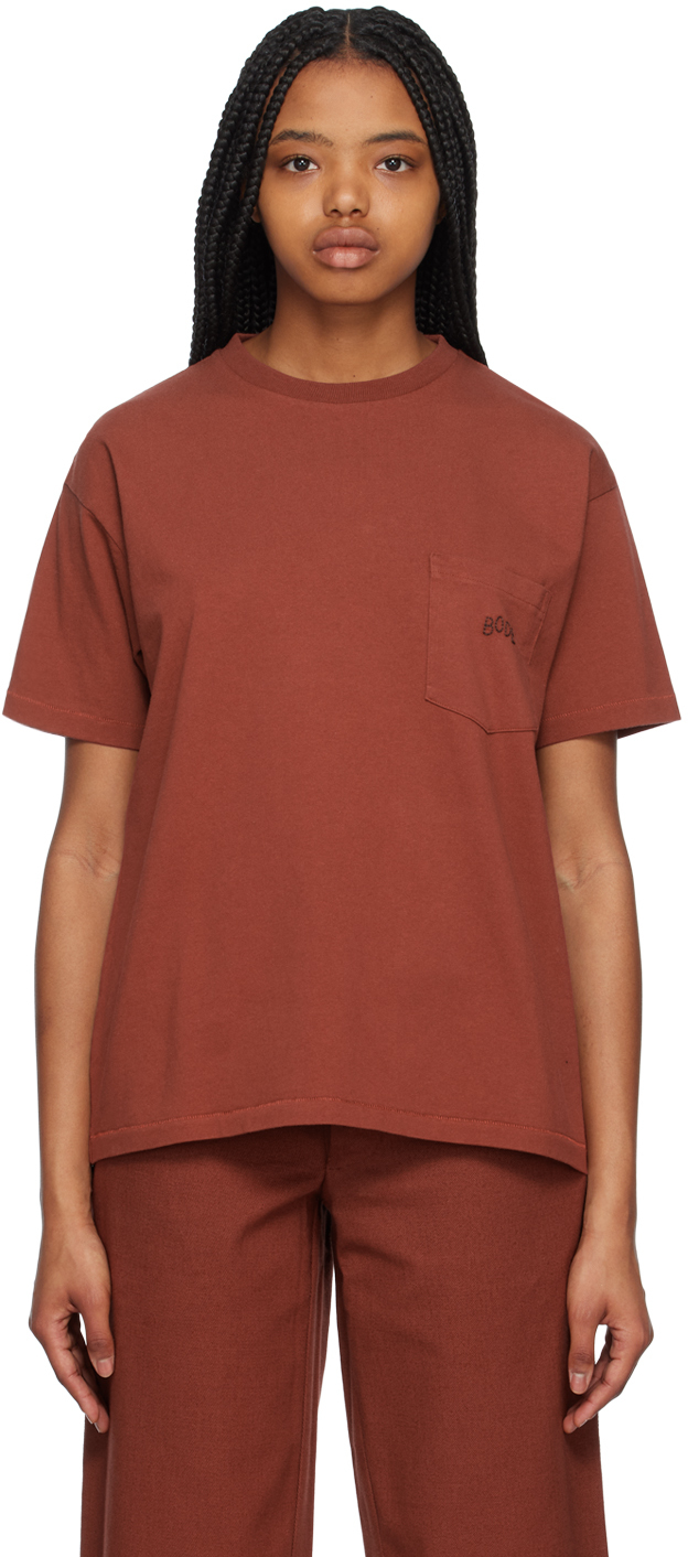 Bode Red Pocket T-shirt In Brown