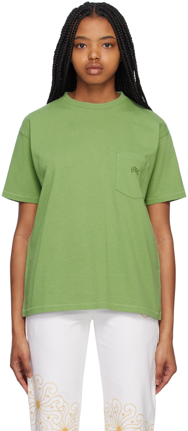 Bode Green Pocket T-shirt In Ivy