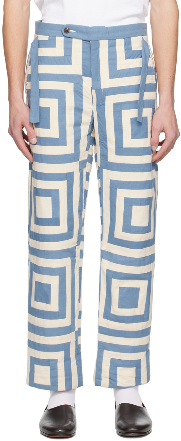 Blue & Off-White House Steps Trousers