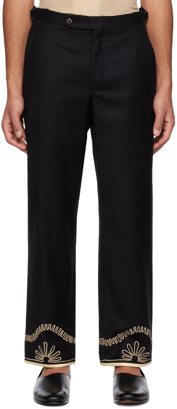 BODE BLACK EMBROIDERED TROUSERS