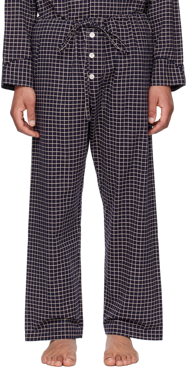 Bode Navy Grid Pyjama Pants