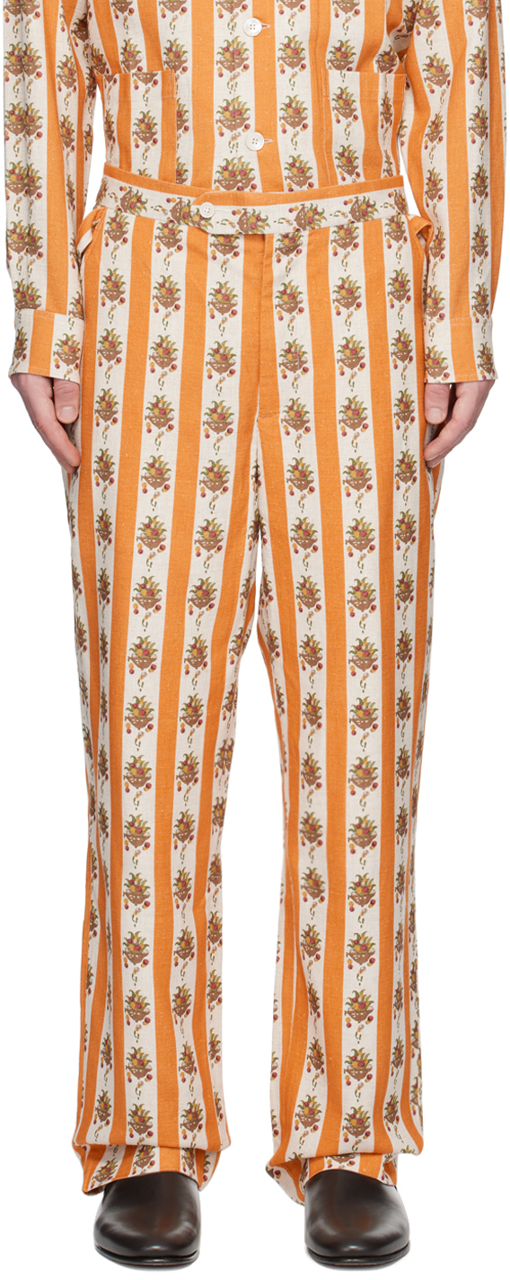 Bode Orange Fruit Bowl Trousers In Gdmlt Gold Multi