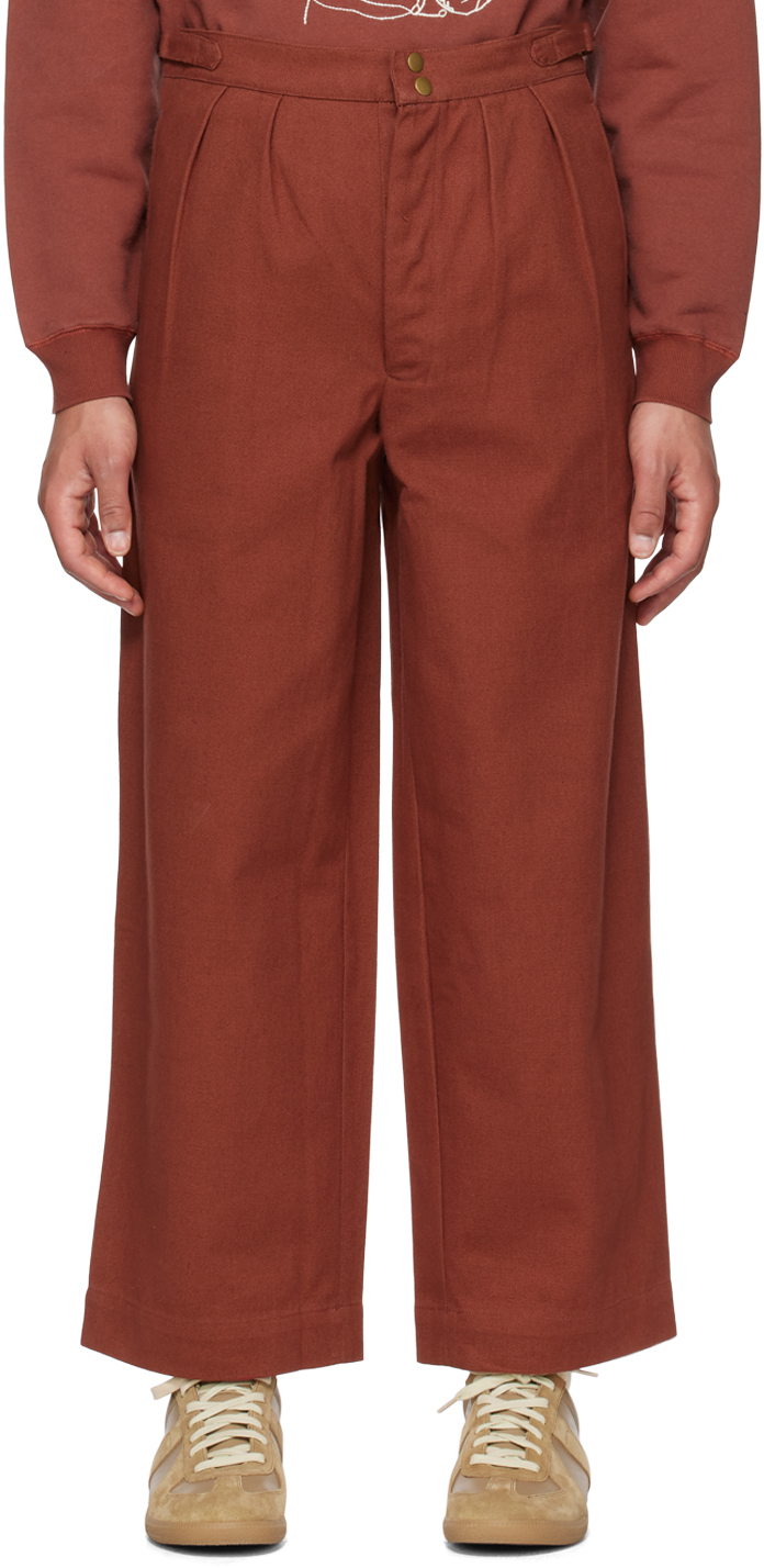 Brown Wide-Leg Snap Trousers