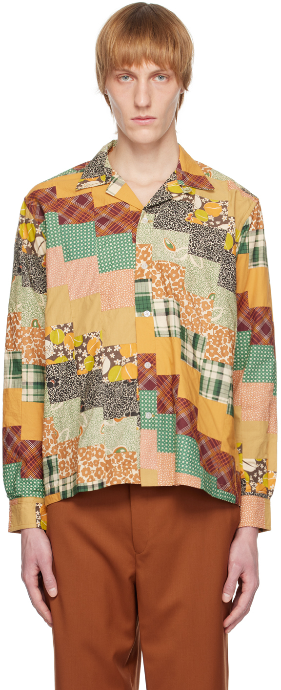 Bode Multicolor Diagonal Square Patchwork Shirt In Multi Multi