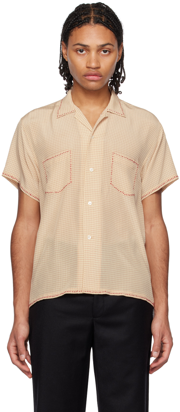 Bode: Tan Check Shirt | SSENSE Canada