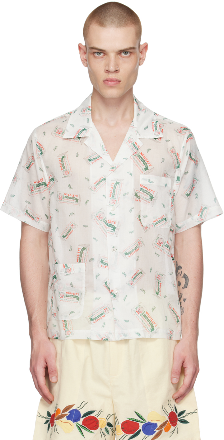 White Wiggley Shirt by Bode on Sale