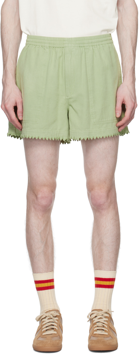 Bode Green Zig-zag Shorts In Mint Mint