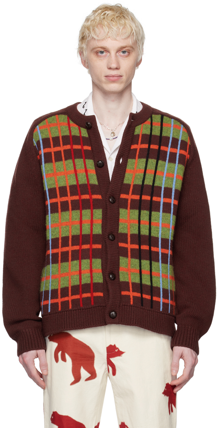Bode Brown County Plaid Cardigan