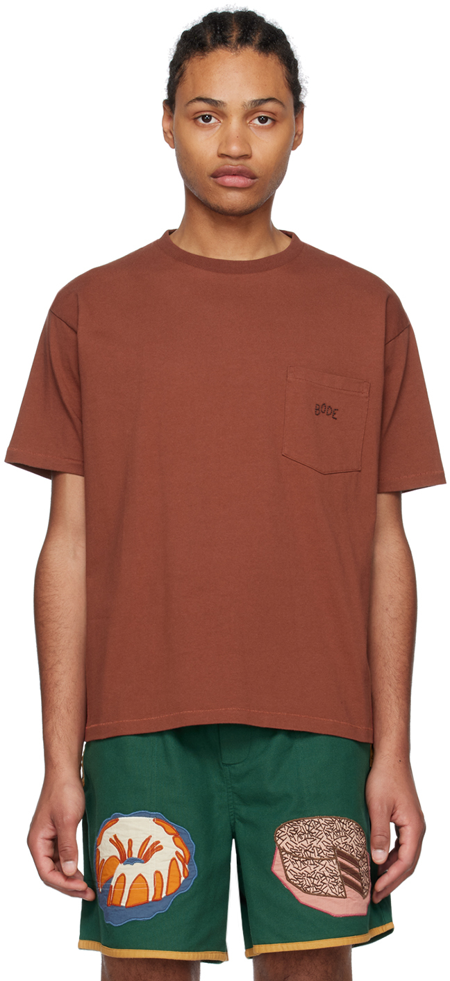 Shop Bode Brown Pocket T-shirt In Brown Brown
