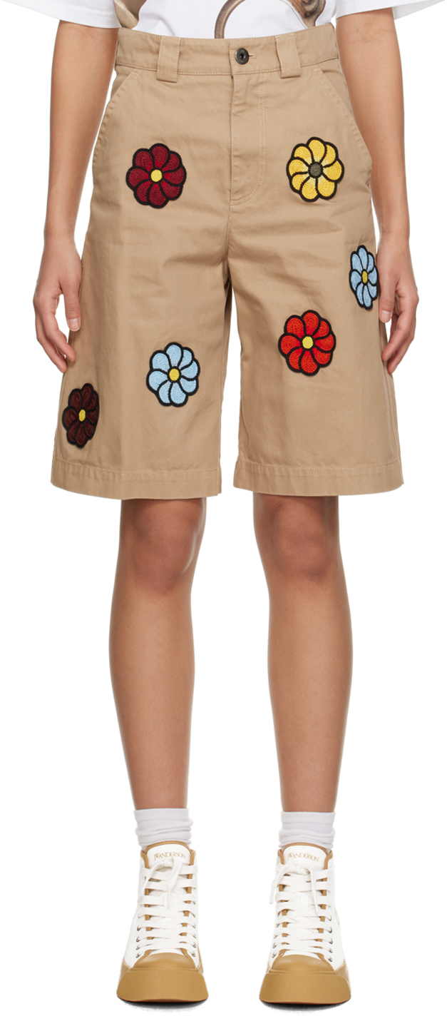 Shop Moncler Genius 1 Moncler Jw Anderson Beige Floral Shorts In 236 Beige Multi