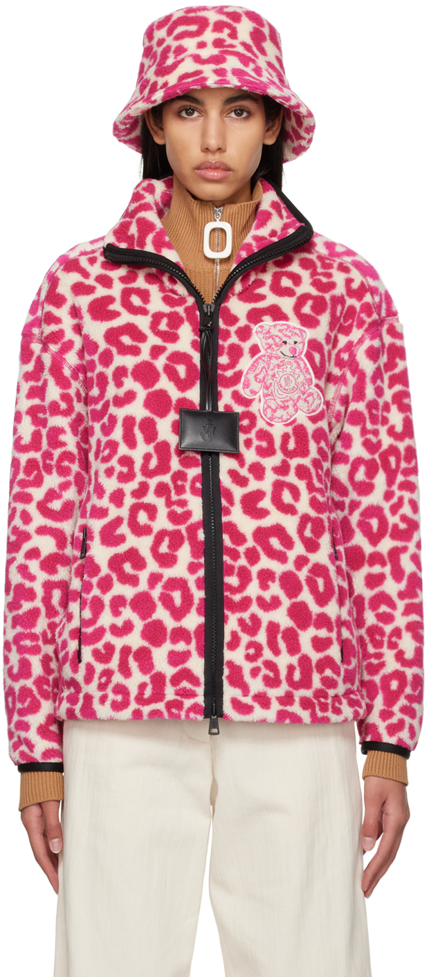 Shop Moncler Genius 1 Moncler Jw Anderson Pink Teddy Sweatshirt In 500 Pink Leopard