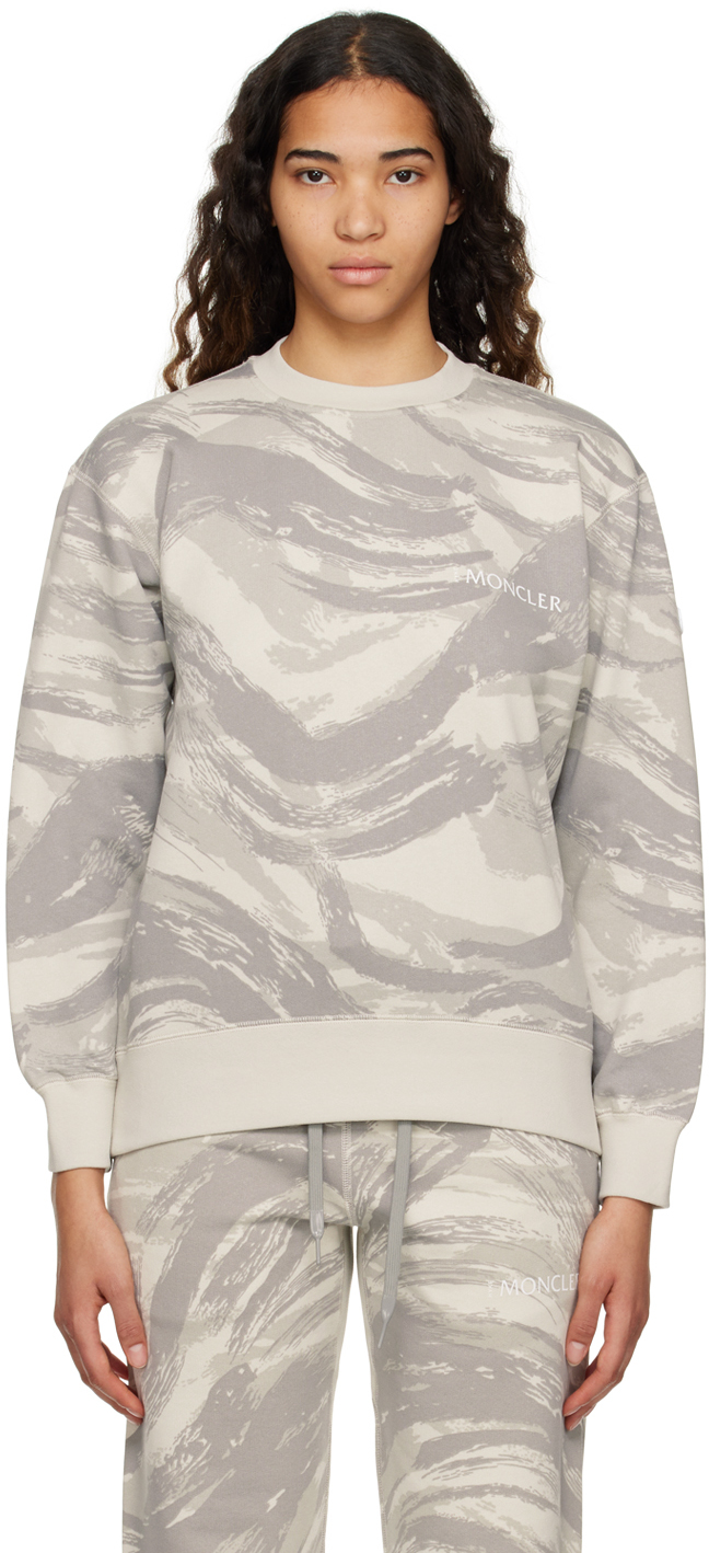 Moncler Genius: 4 Moncler HYKE Gray Printed Sweatshirt | SSENSE