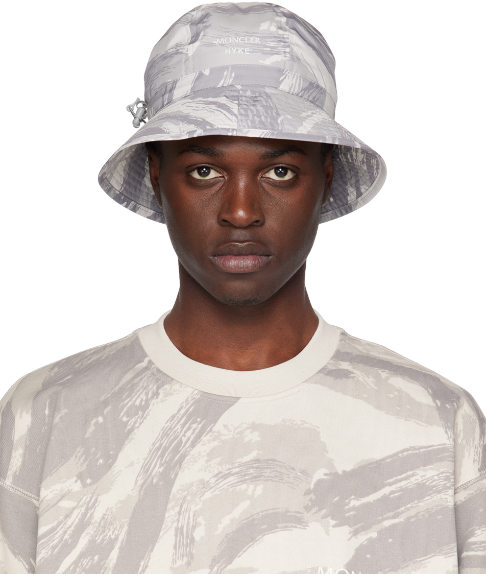 Shop Moncler Genius 4 Moncler Hyke Gray Printed Bucket Hat In F92 Grey Camo